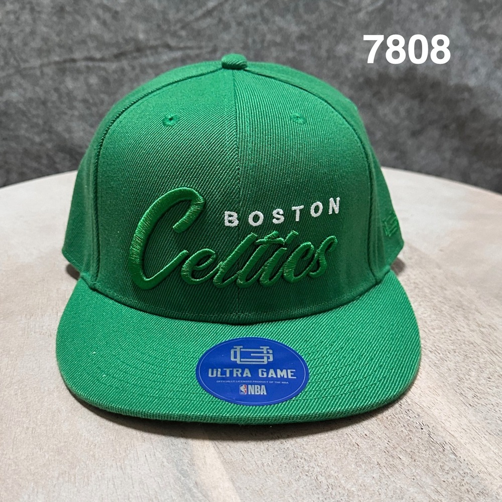Ultra Game Boston Celtics NBA Snapback Hat Kelly Green Flat Brim Cap OSFM